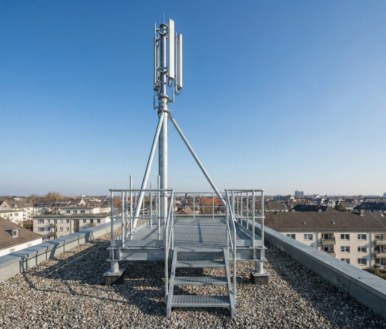 Statik Mobilfunkmast Stahlbühne Flachdach Lastverteilung