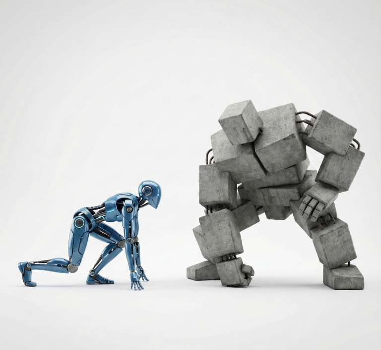 Visueller Vergleich: Stahl (Sprinter) gegen Beton (Sumo-Ringer) im Hallenbau.