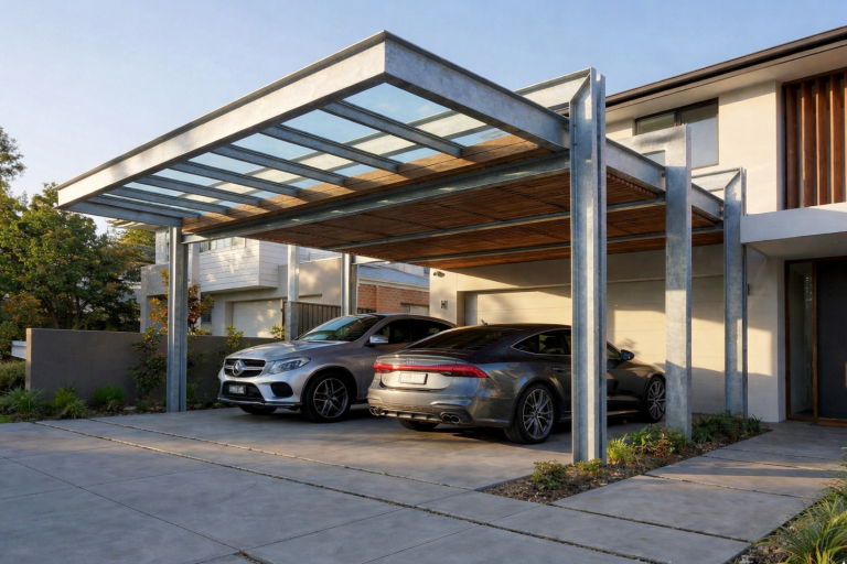 Statik für einen modernen Stahl-Carport. Tragwerksplanung und individuelle Berechnungen für private Bauvorhaben in Leverkusen und Umgebung